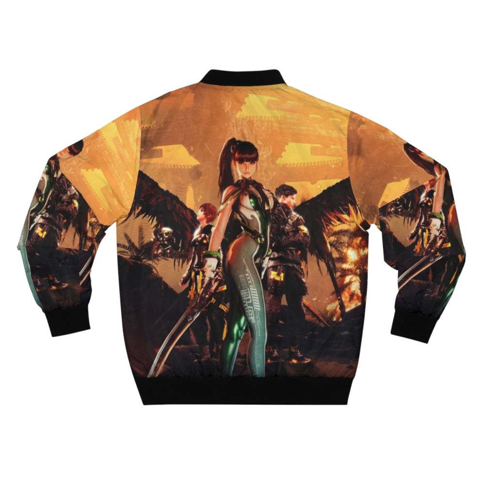 Stellar Blade videogame bomber jacket featuring the game's iconic characters and designs - Back