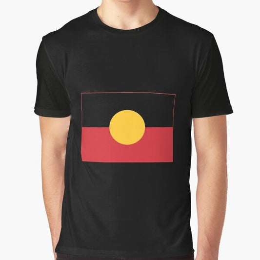 Aboriginal Flag Graphic T-Shirt showcasing the colors and design of the Australian Aboriginal Flag