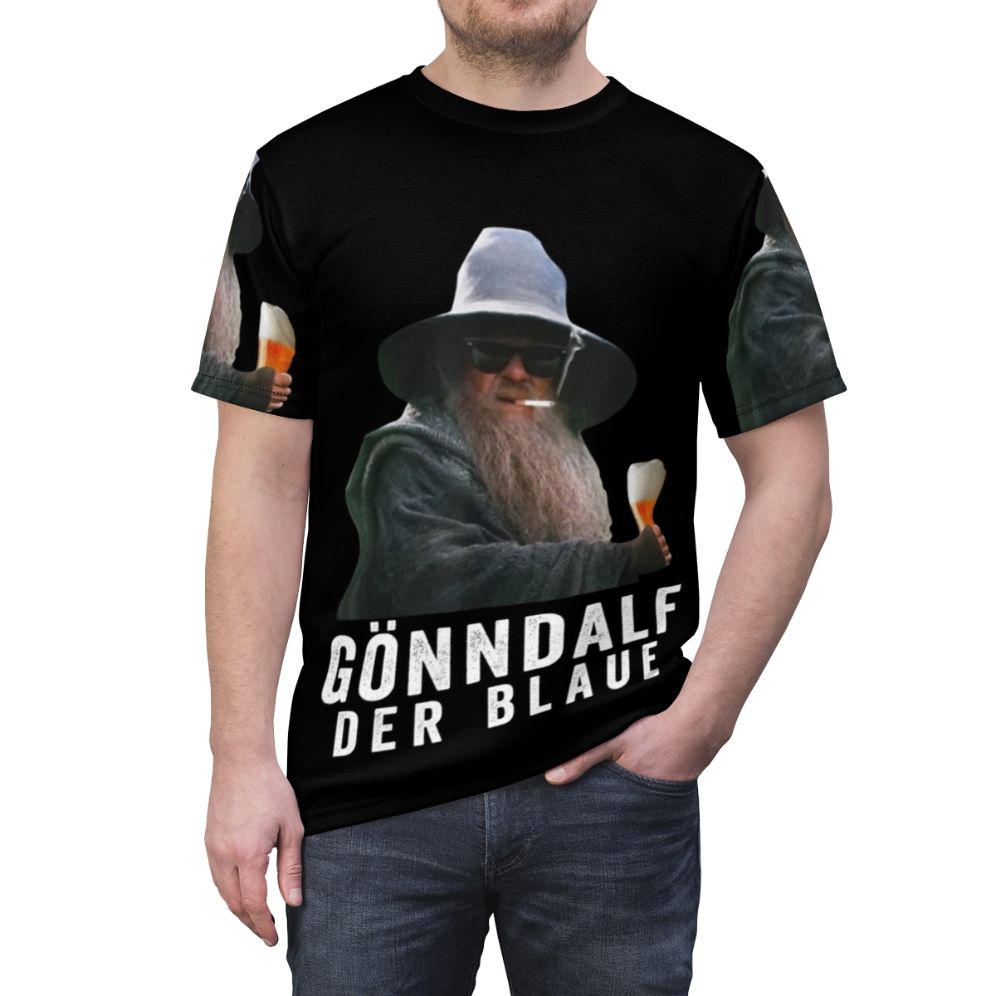 Wizard-inspired t-shirt with a beer drinker design - men front