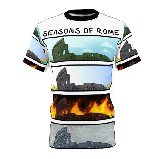 Graphic t-shirt featuring the "Seasons of Rome" design from Overly Sarcastic Productions