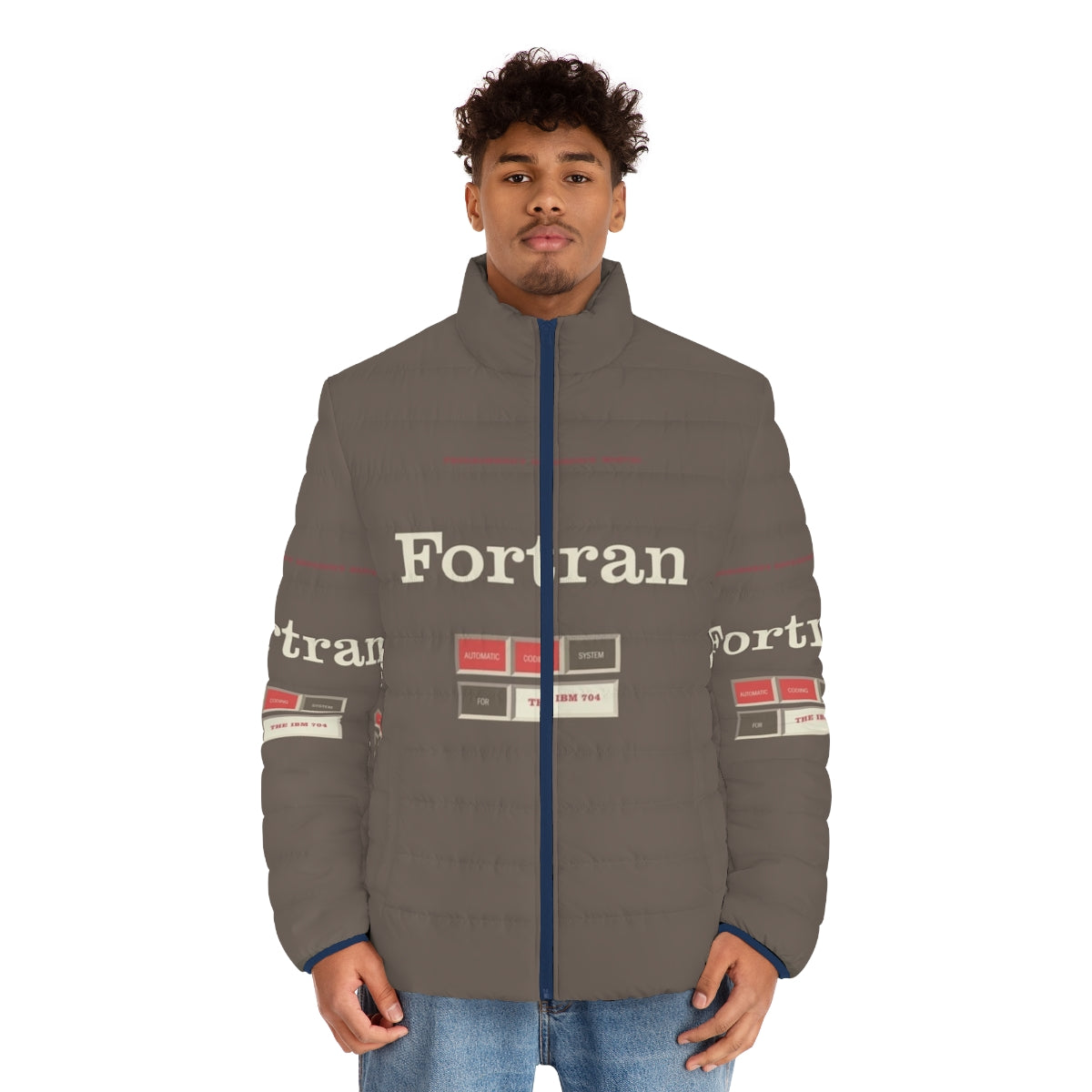 Puffer jacket featuring the iconic "Its My Life" meme by Vennu Mallesh - men front