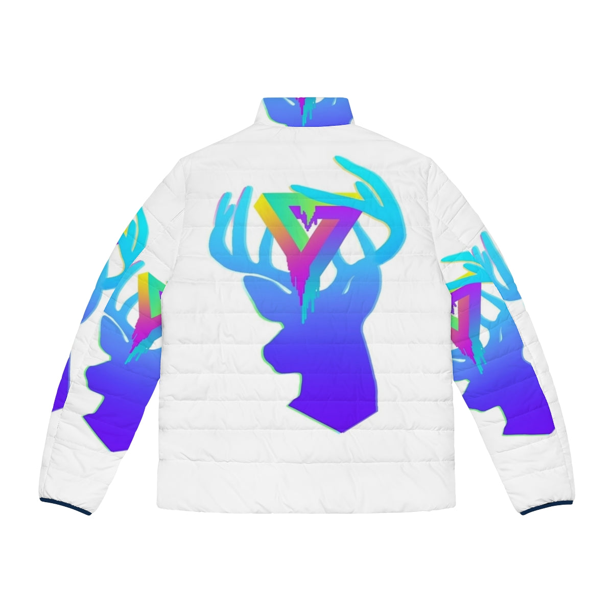 Neon deer print acrylic puffer jacket - Back