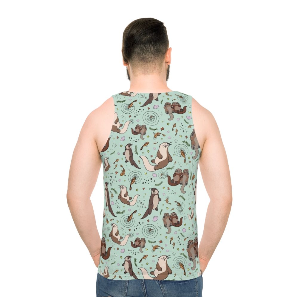 Cute sea otter design on a unisex tank top - men back