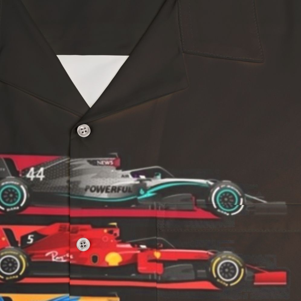 men's hawaiian shirt with formula one racing cars 2023 design - Detail