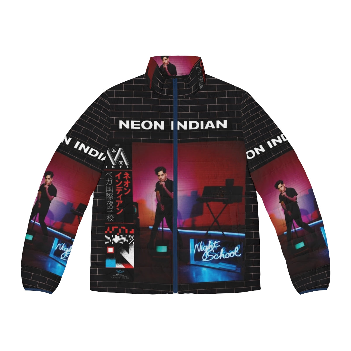 Neon Indian Vega Intl Night School Puffer Jacket, featuring electronic music and indie bands