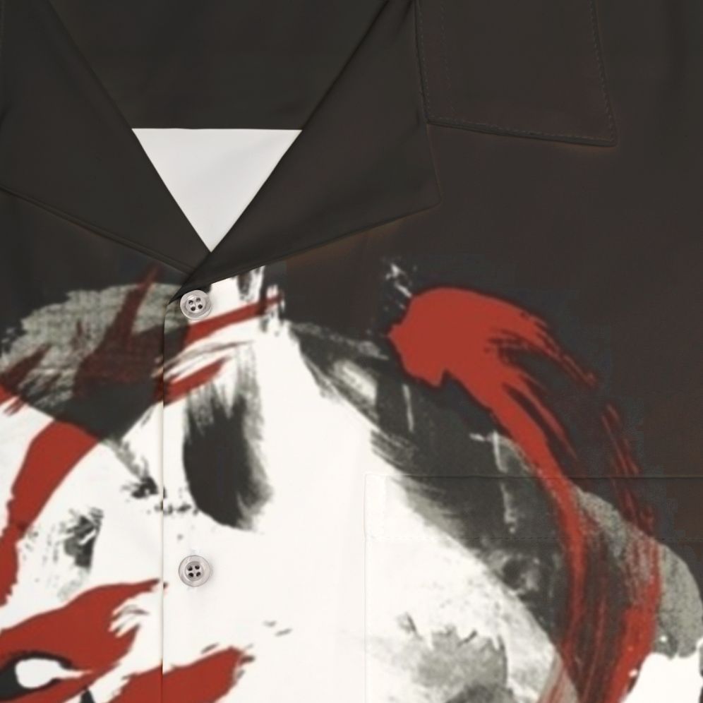 Okami-Inspired Wolf Hawaiian Shirt - Detail