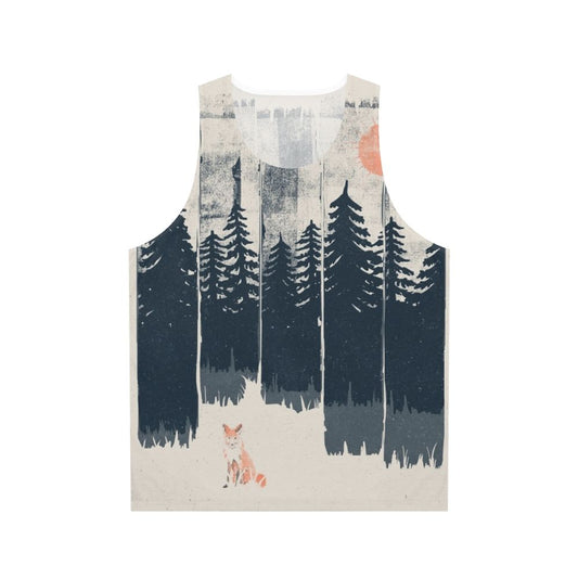 Unisex tank top with a fox in the wild design