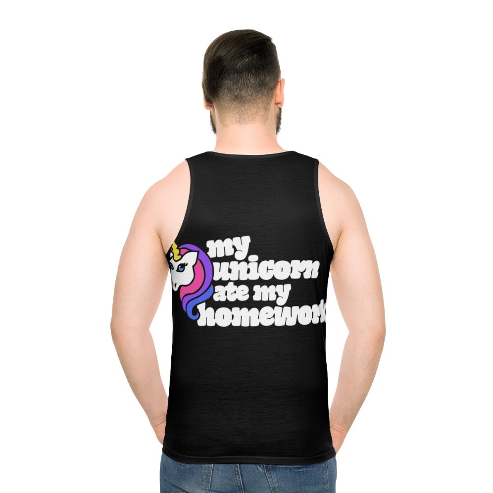 Unicorn Homework Unisex Retro Tank Top - men back