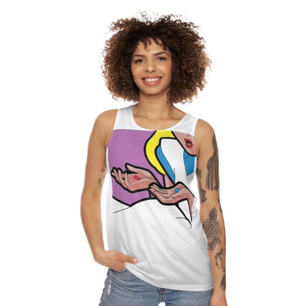 Down the Rabbit Hole Unisex Tank Top with Alice in Wonderland Inspired Design - women