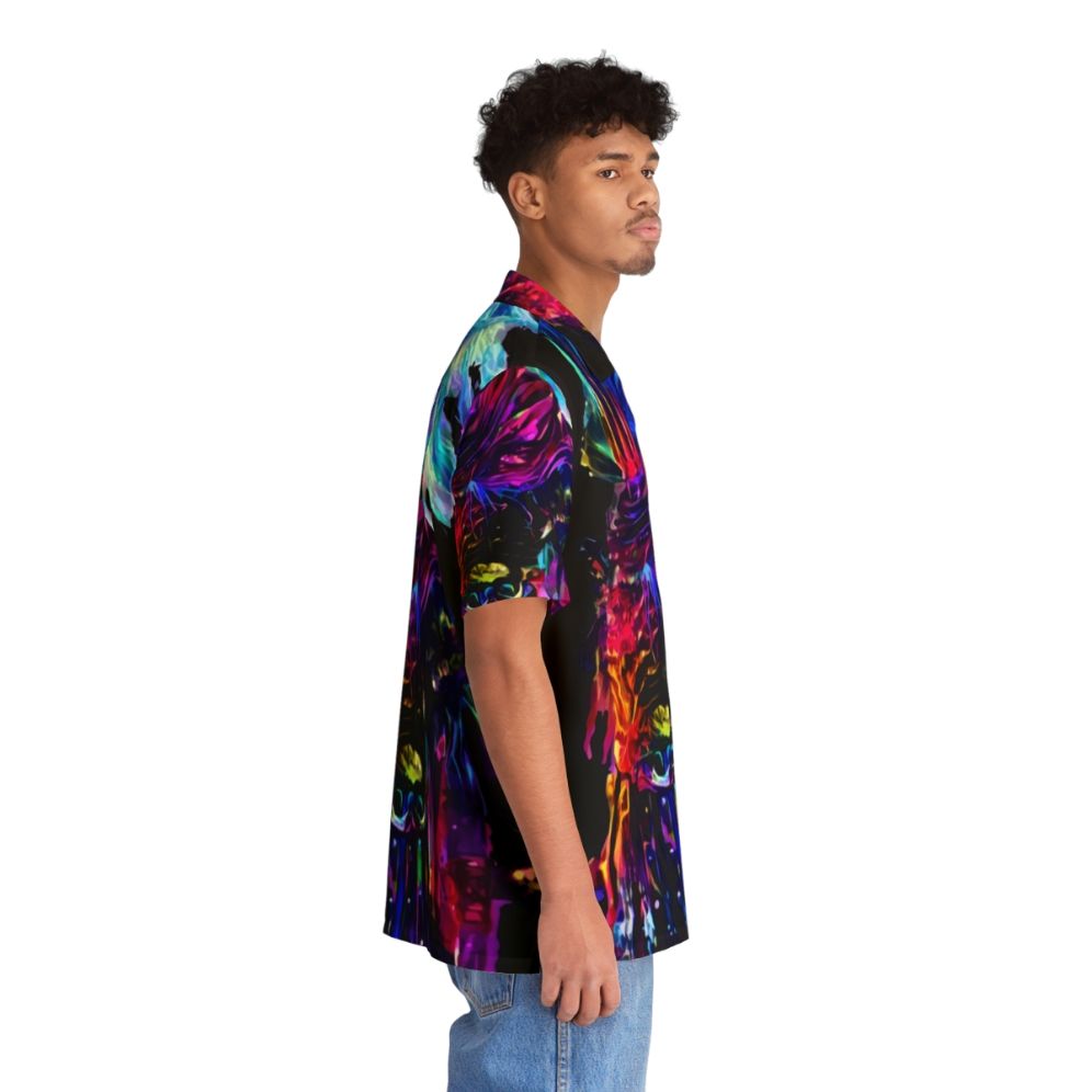 Dark synthwave fantasy Hawaiian shirt with gaming and horror elements - People Pight