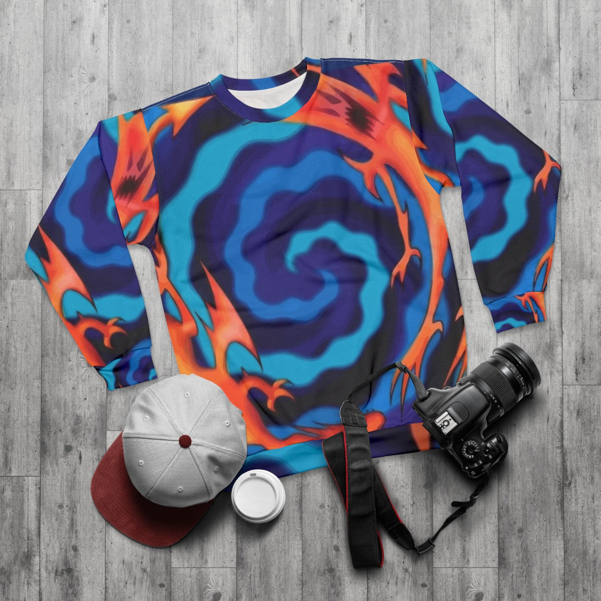 Yugioh Blue Eyes Polymerization Sweatshirt - flat lay