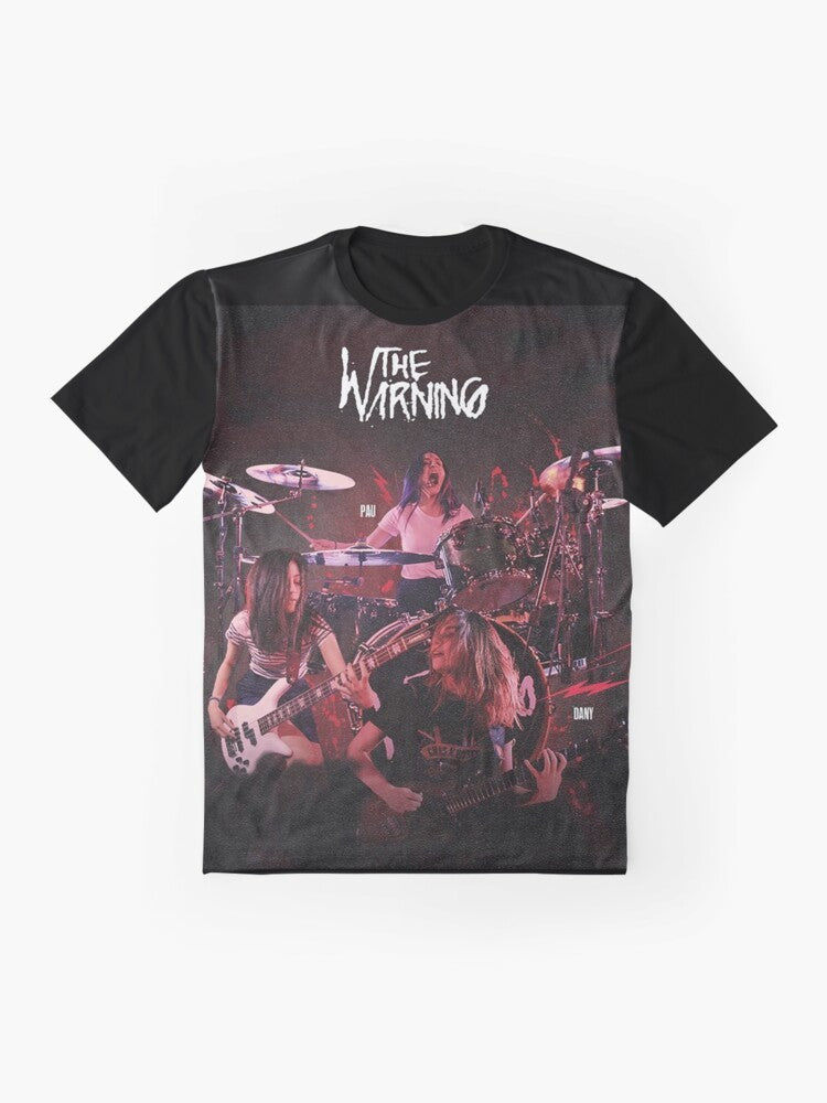 Rock graphic t-shirt with The Warning band logo - Flat lay