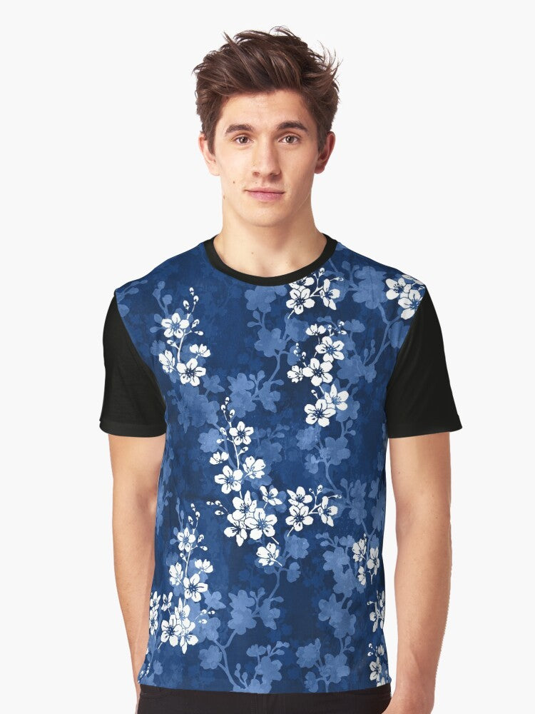 Watercolor sakura blossom Japanese floral graphic t-shirt - Men