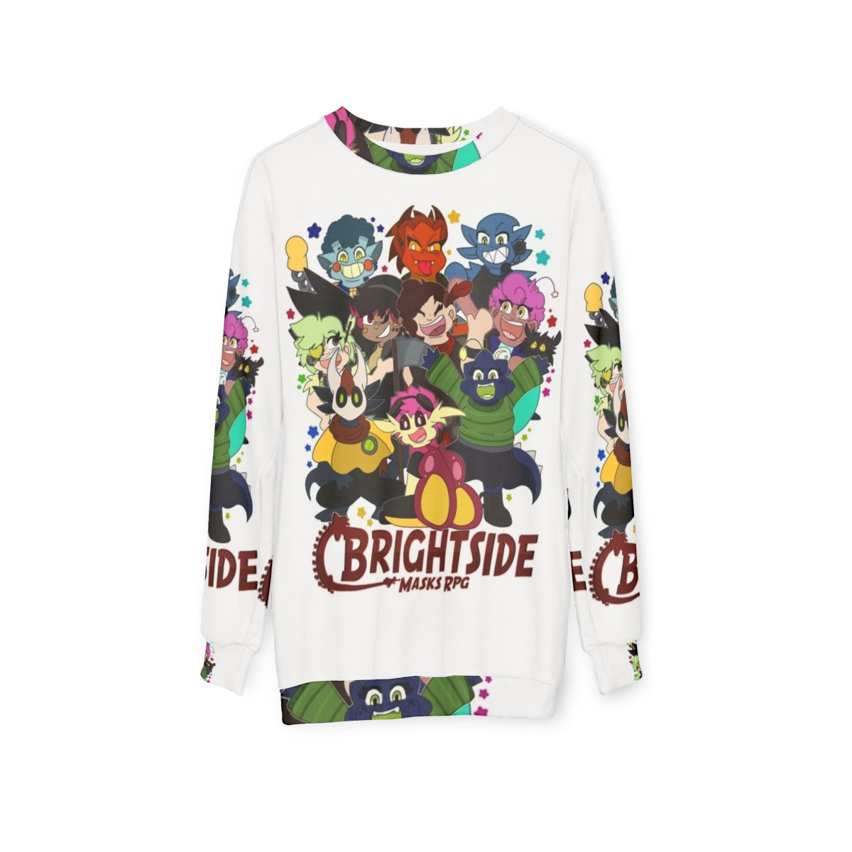 Class F Chibis Superhero Sweatshirt featuring chibi characters - hanging