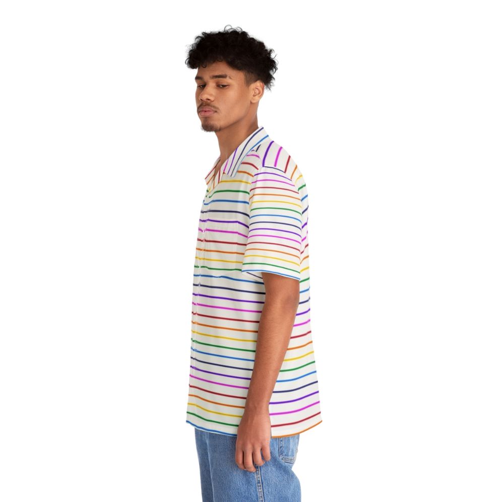 Colorful rainbow striped Hawaiian shirt - People Left