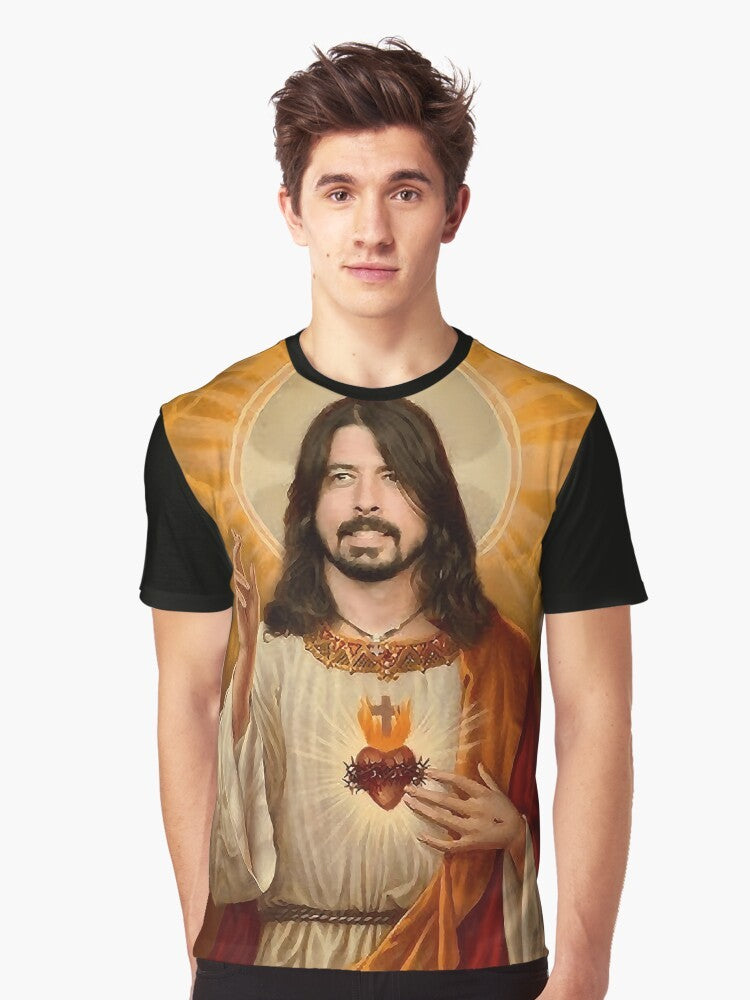 Dave Grohl Graphic T-Shirt with Jesus Imagery - Men