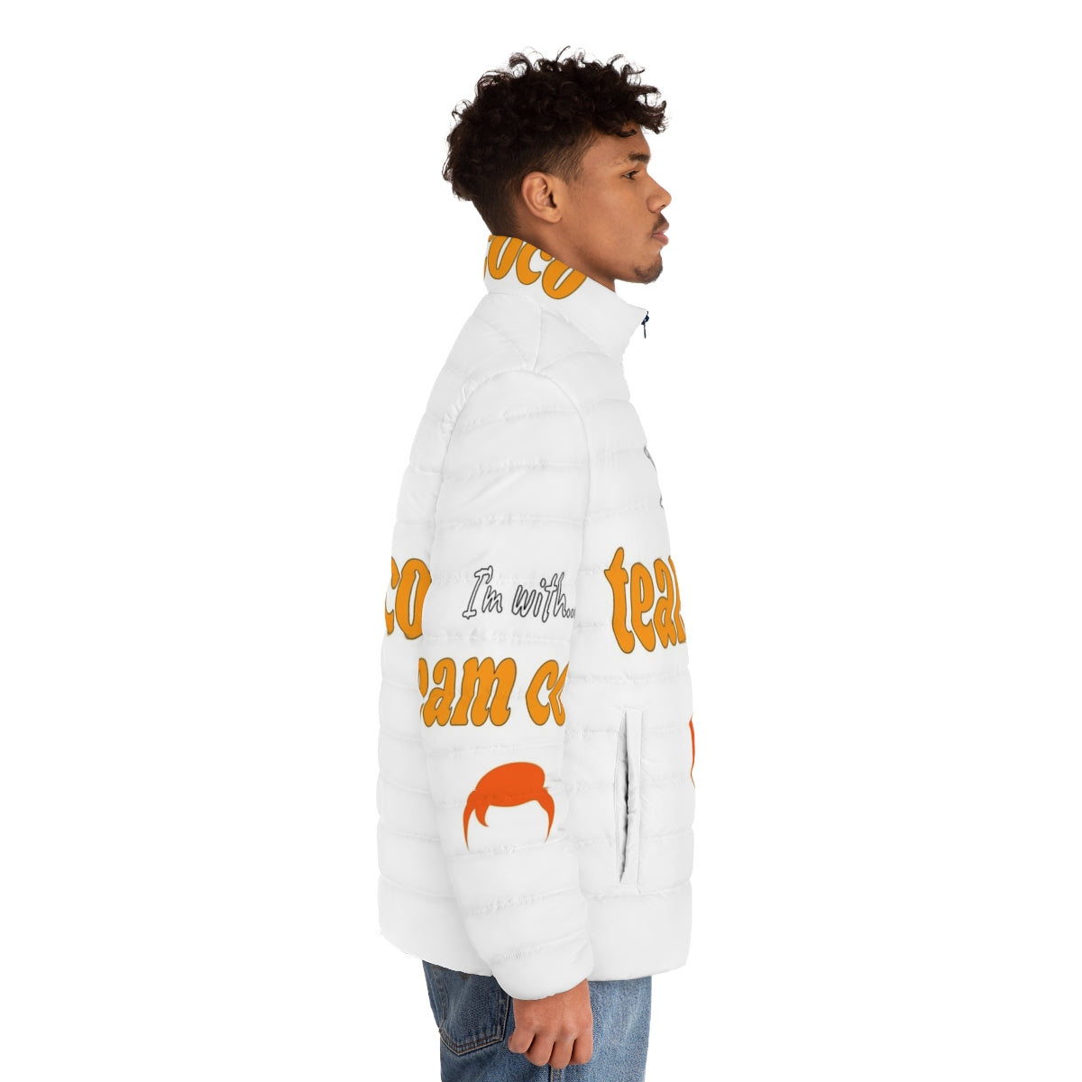 Team Coco Puffer Jacket with Thick Font and 4Eights Design - men side right