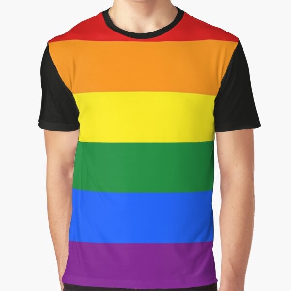 Gay pride flag t-shirt with rainbow graphic design