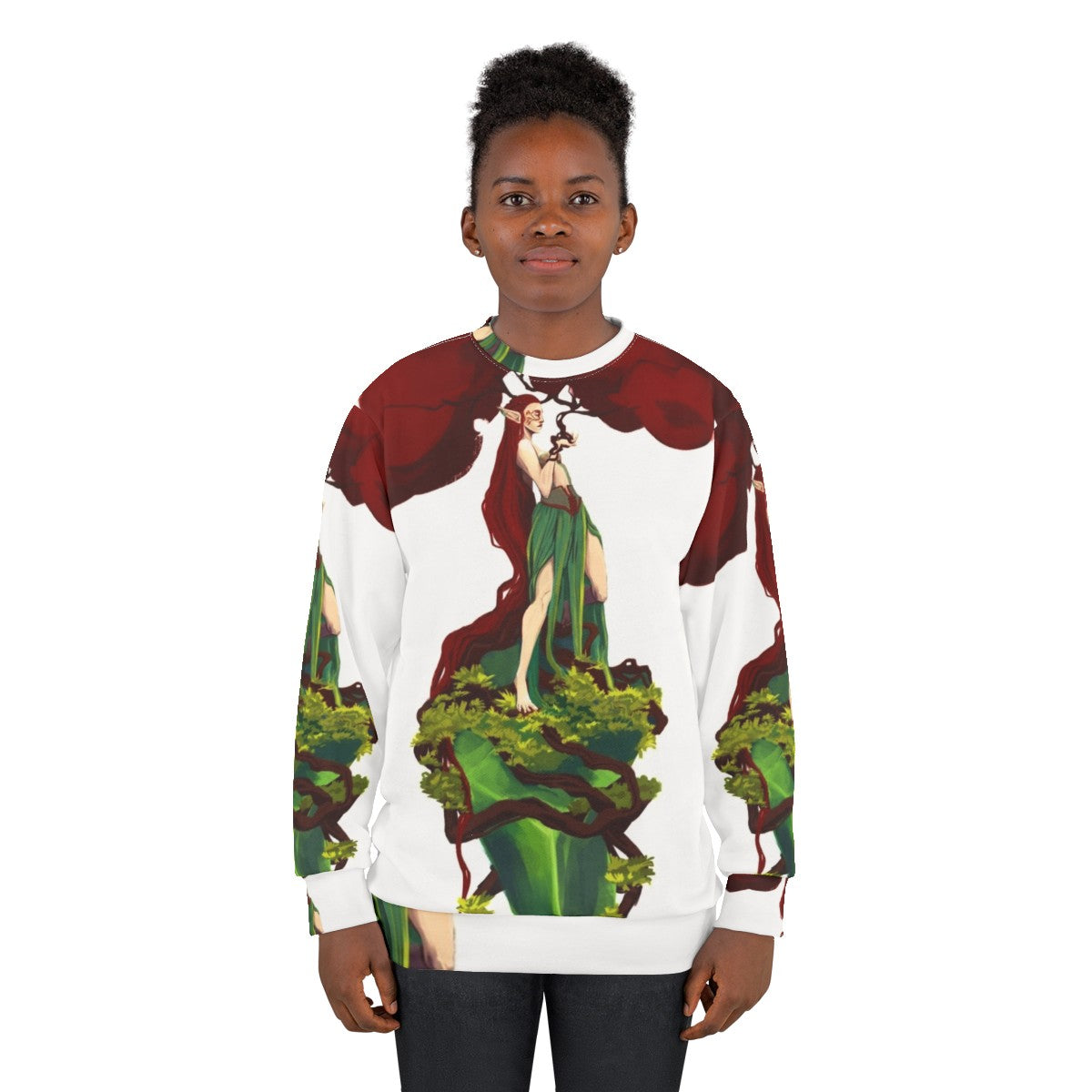 Red tree design sweatshirt - women