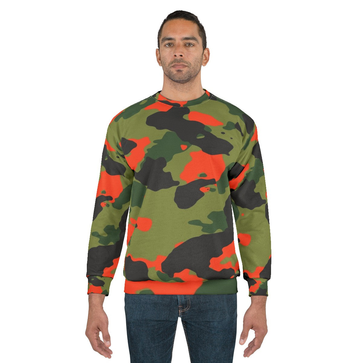 Orange and Green Camouflage Sweatshirt - men