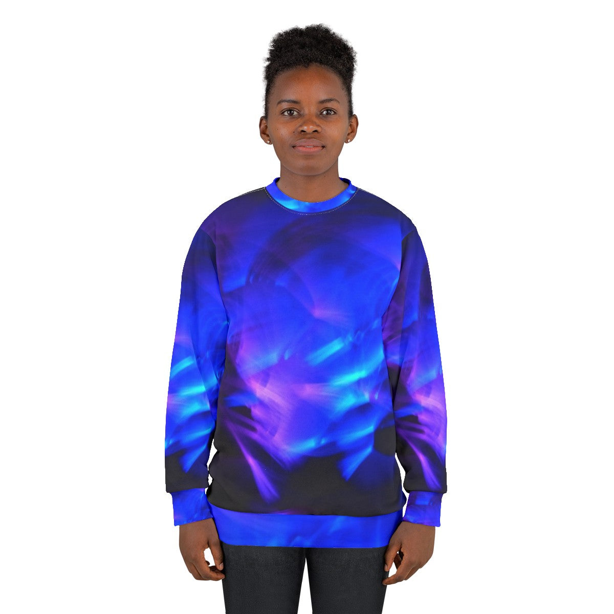 Glow in the dark sweatshirt with vibrant, swirling design - women