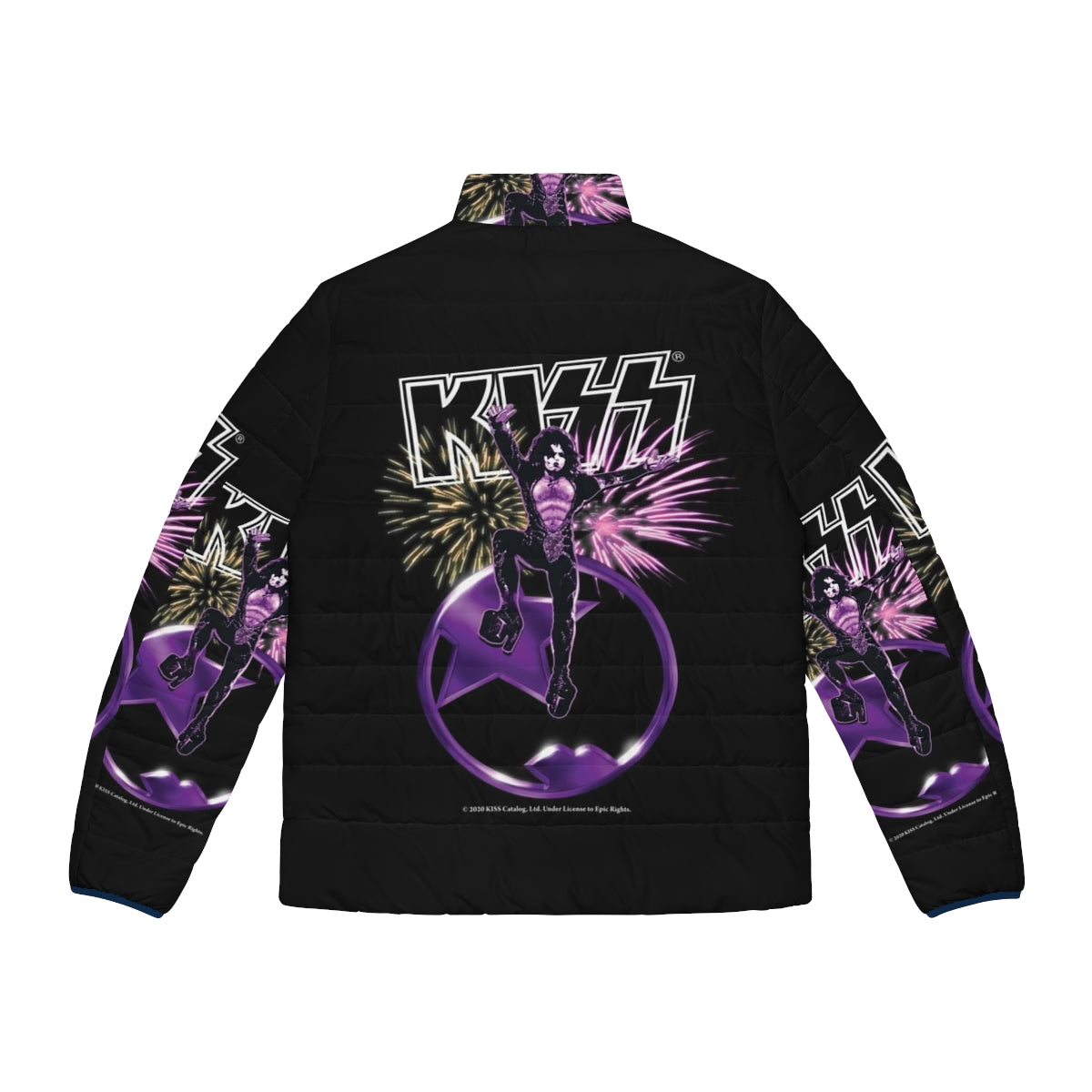 Starchild KISS Puffer Jacket featuring the iconic KISS band logo and Paul Stanley's Starchild character - Back