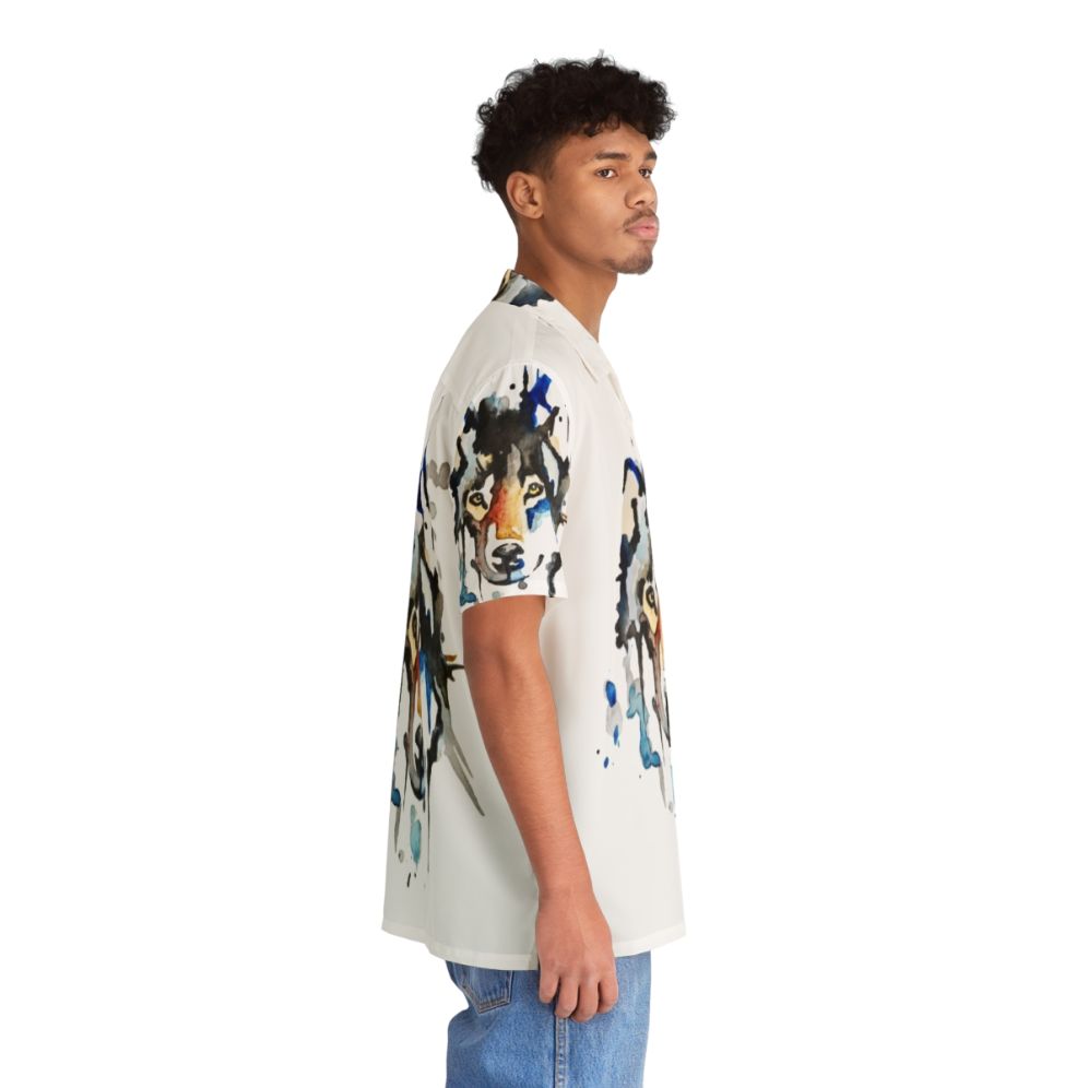 Watercolor Wolf Hawaiian Shirt - People Pight