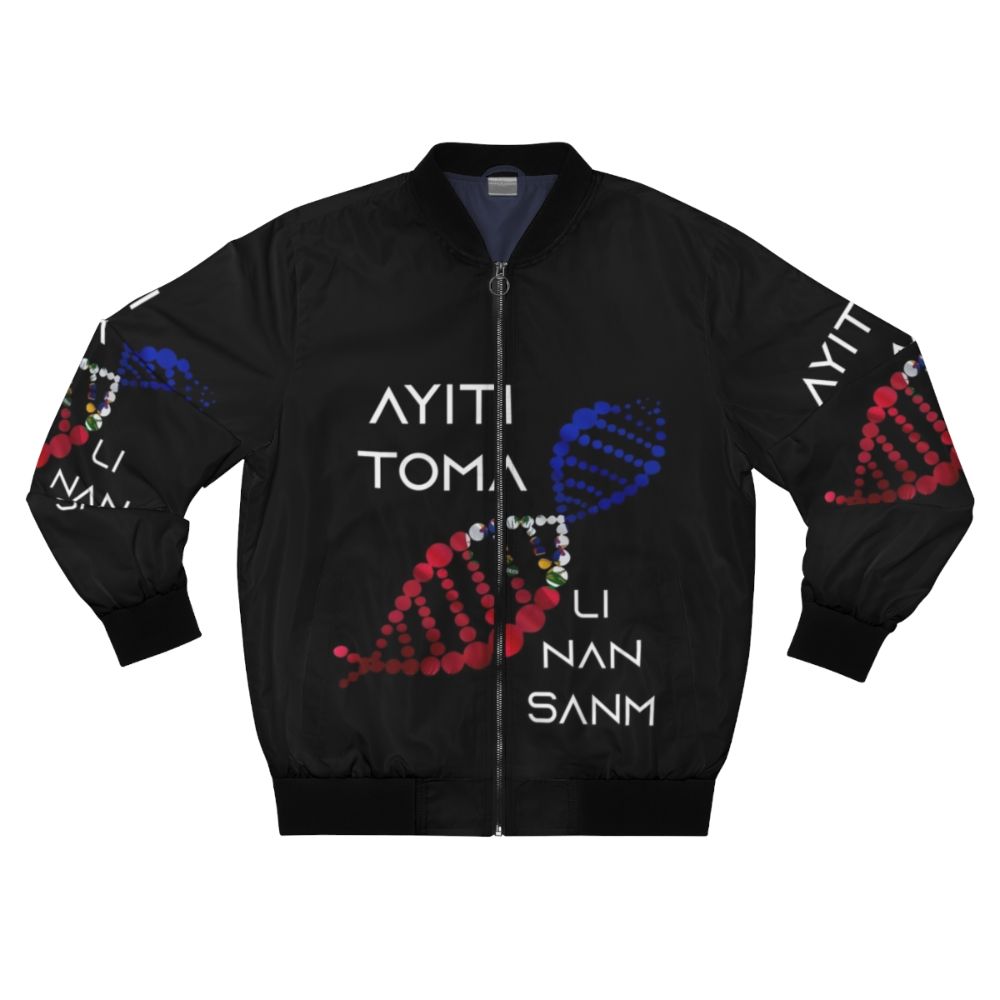 Ayiti bomber jacket with Haitian pride design