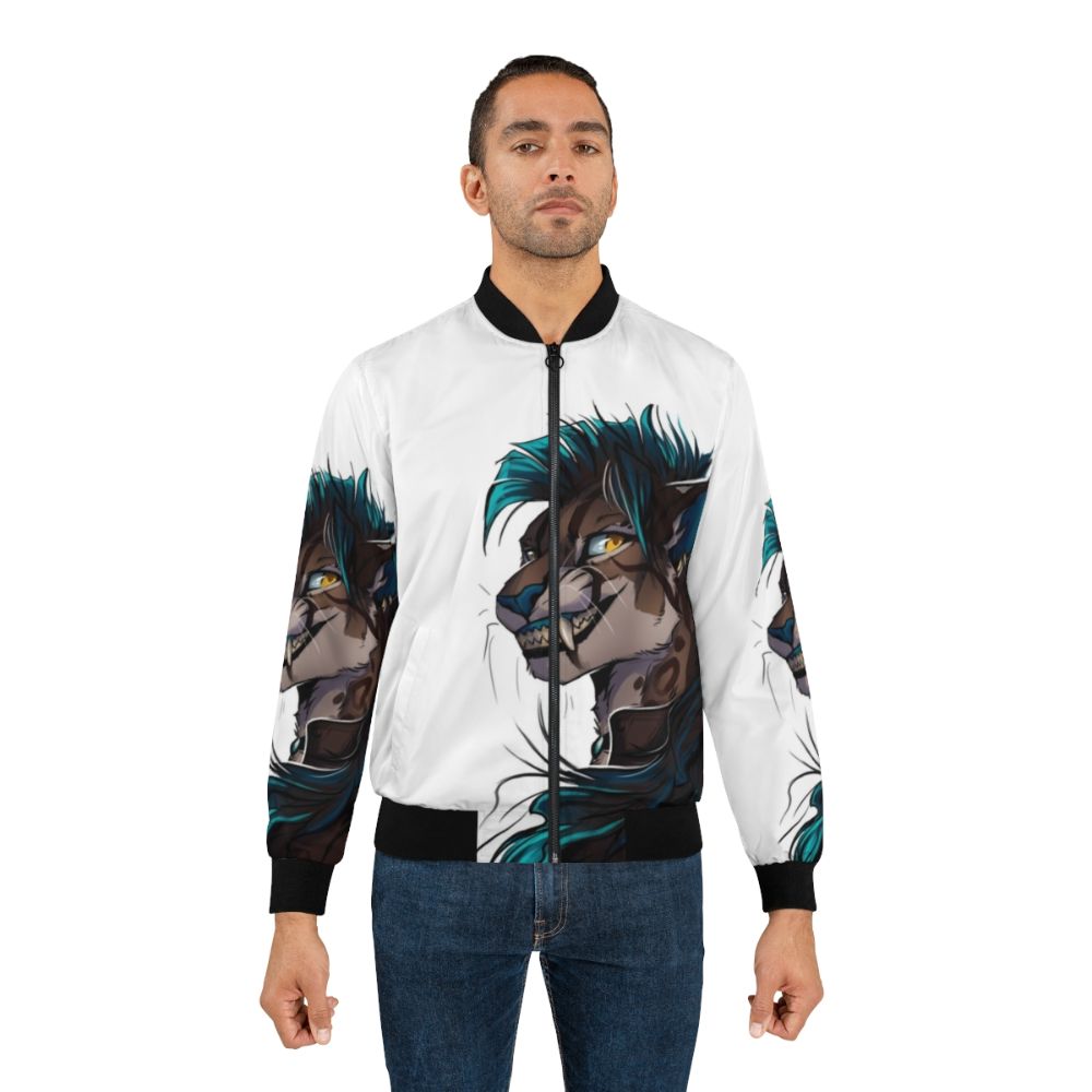 Naerys Smile Anthro Furry Caracal Bomber Jacket - Lifestyle