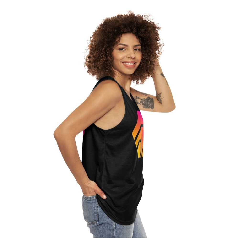 Hex Crypto Unisex Tank Top with Hexagon Logo - women side