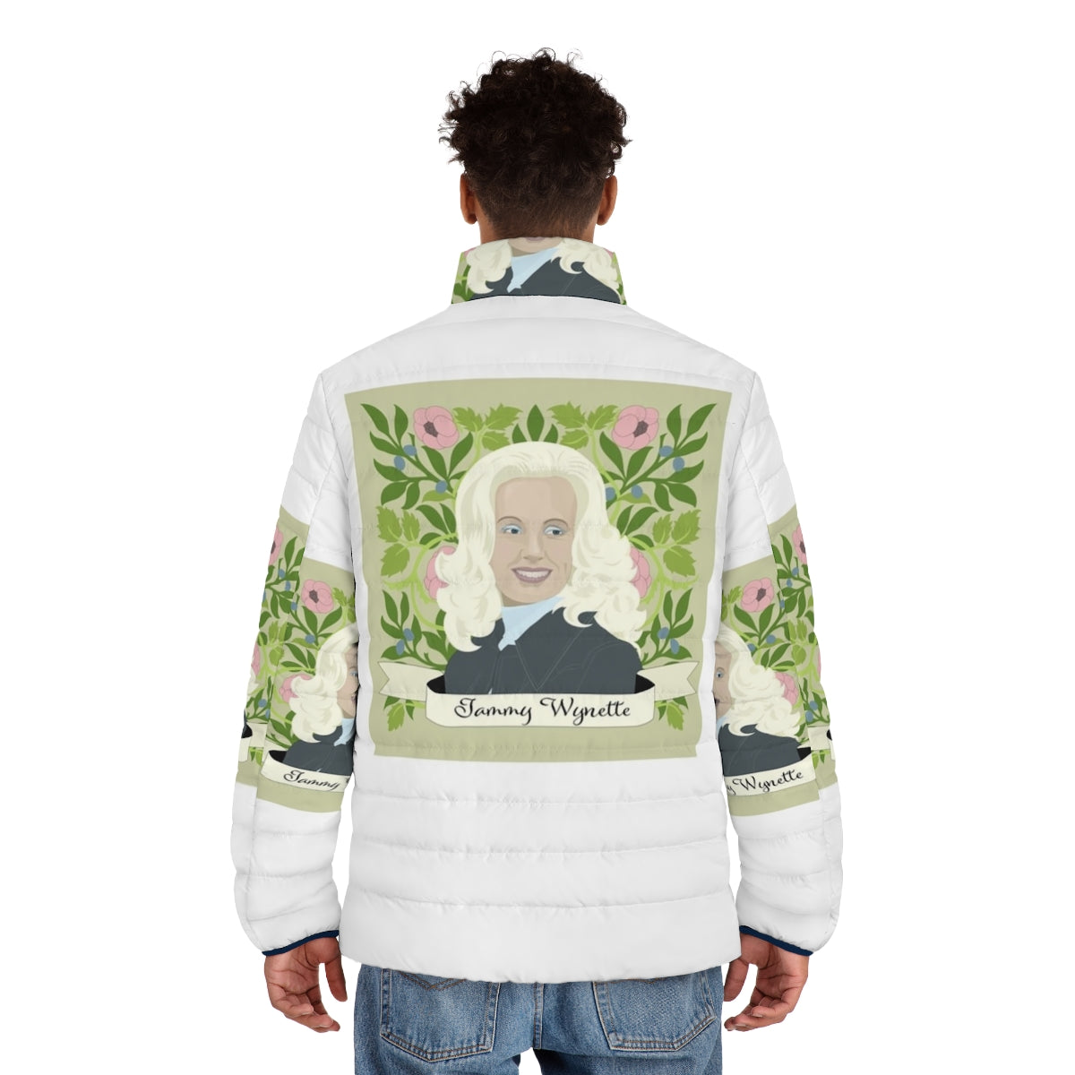 Tammy Wynette inspired floral puffer jacket - men back