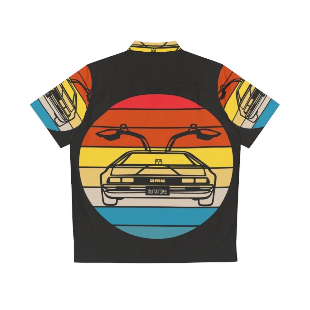 Retro Delorean Sunset Hawaiian Shirt with Back to the Future Inspired Design - Back