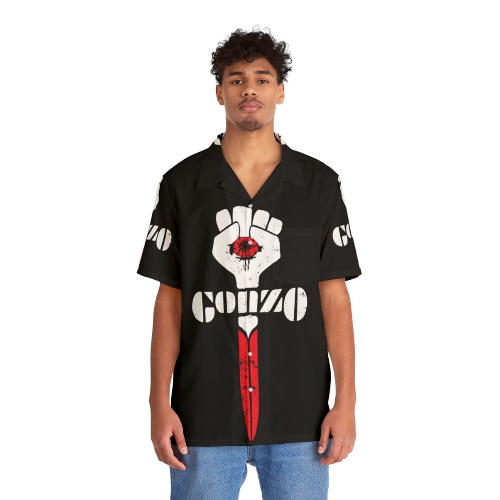 Gonzo symbol Hawaiian shirt with Hunter S Thompson journalism fist logo - People Front