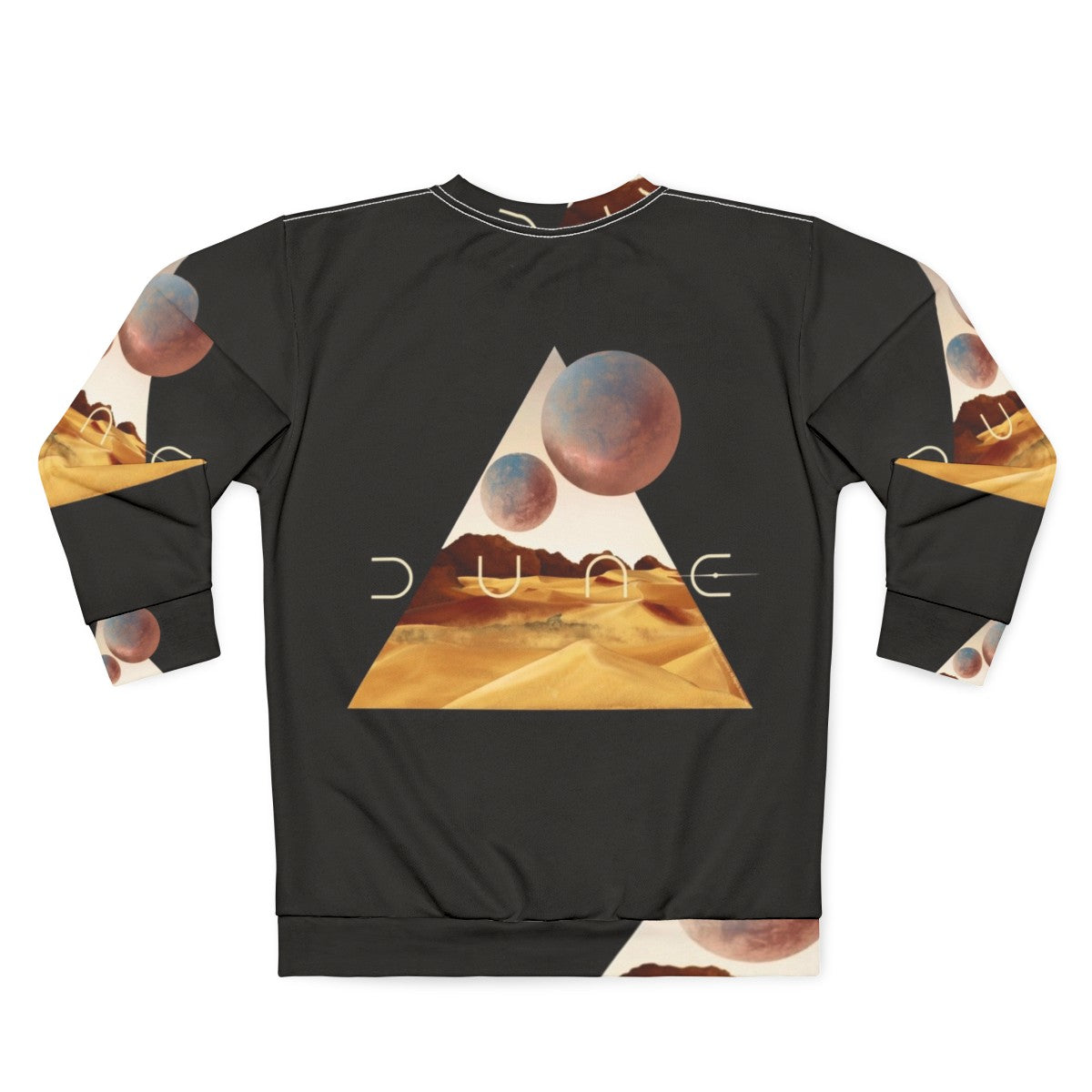 Dune Arrakis Surfer Sweatshirt with Sandworm and Desert Landscape - Back