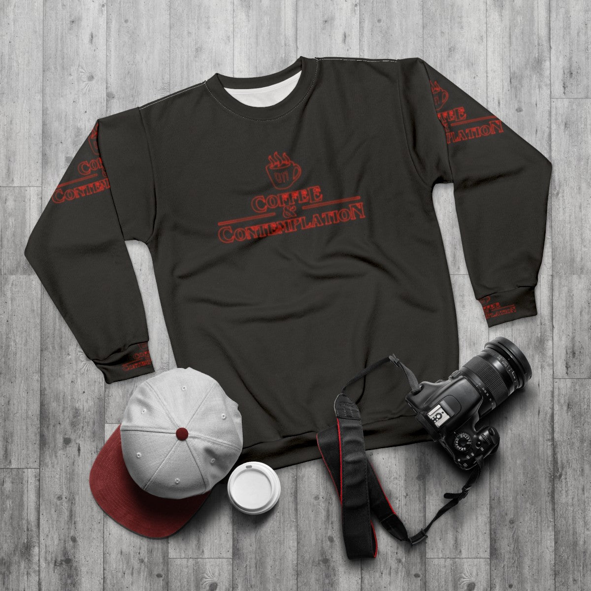 Hopper's Coffee & Contemplation Stranger Things Sweatshirt - flat lay