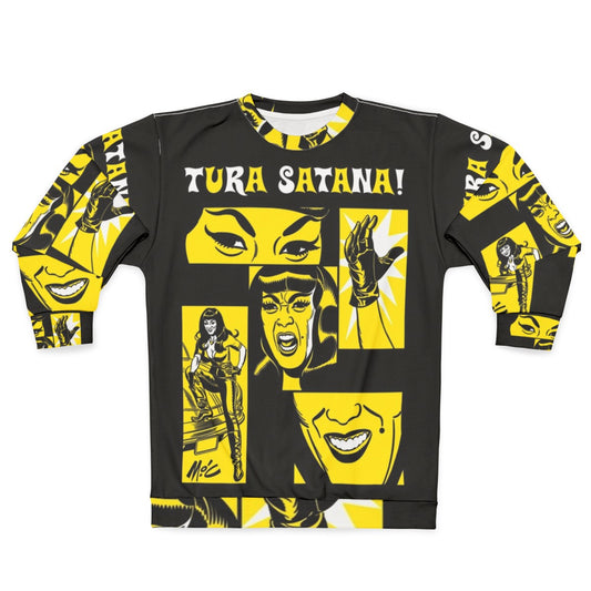 Tura Satana Retro Sweatshirt with Mitch Oconnell Pop Art Design