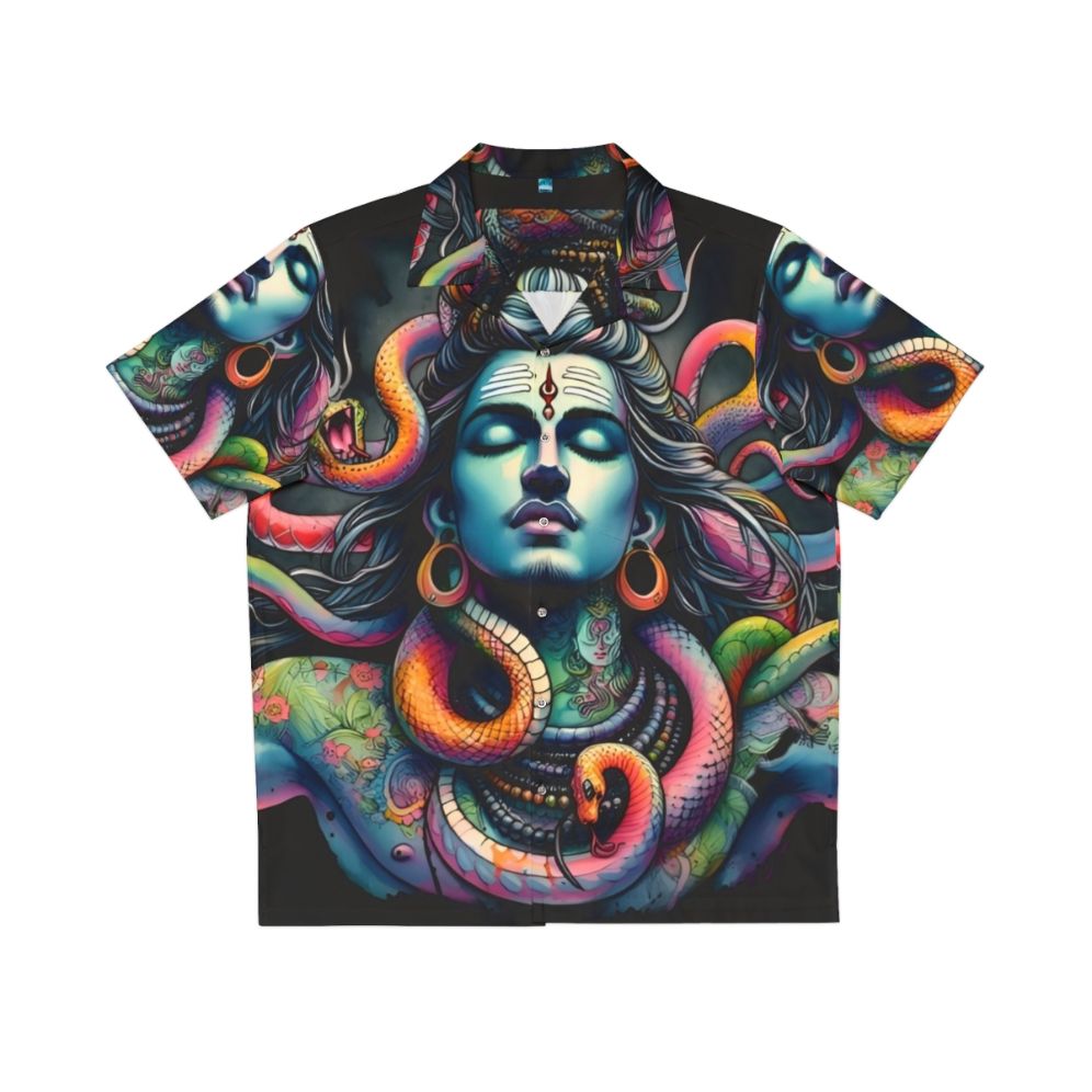 Lord Shiva with Snakes Printed on Hawaiian Shirt