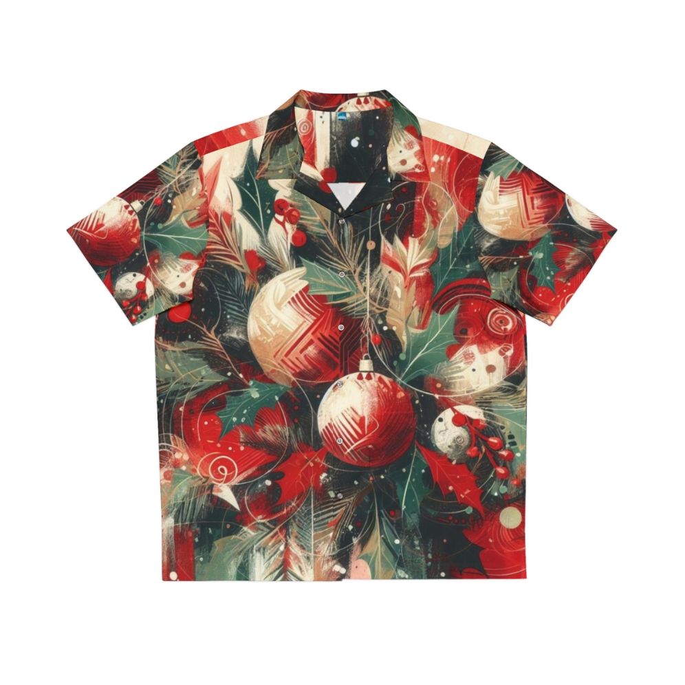 Festive Hawaiian Shirt with Christmas Decorations