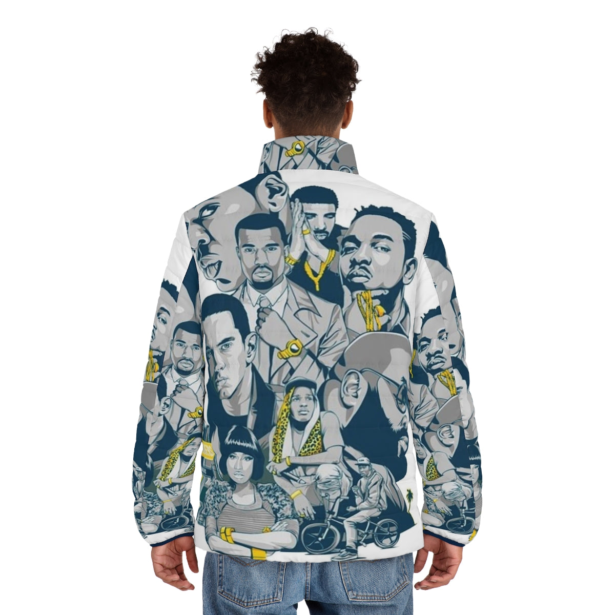 Retro 90s hip hop inspired puffer jacket - men back