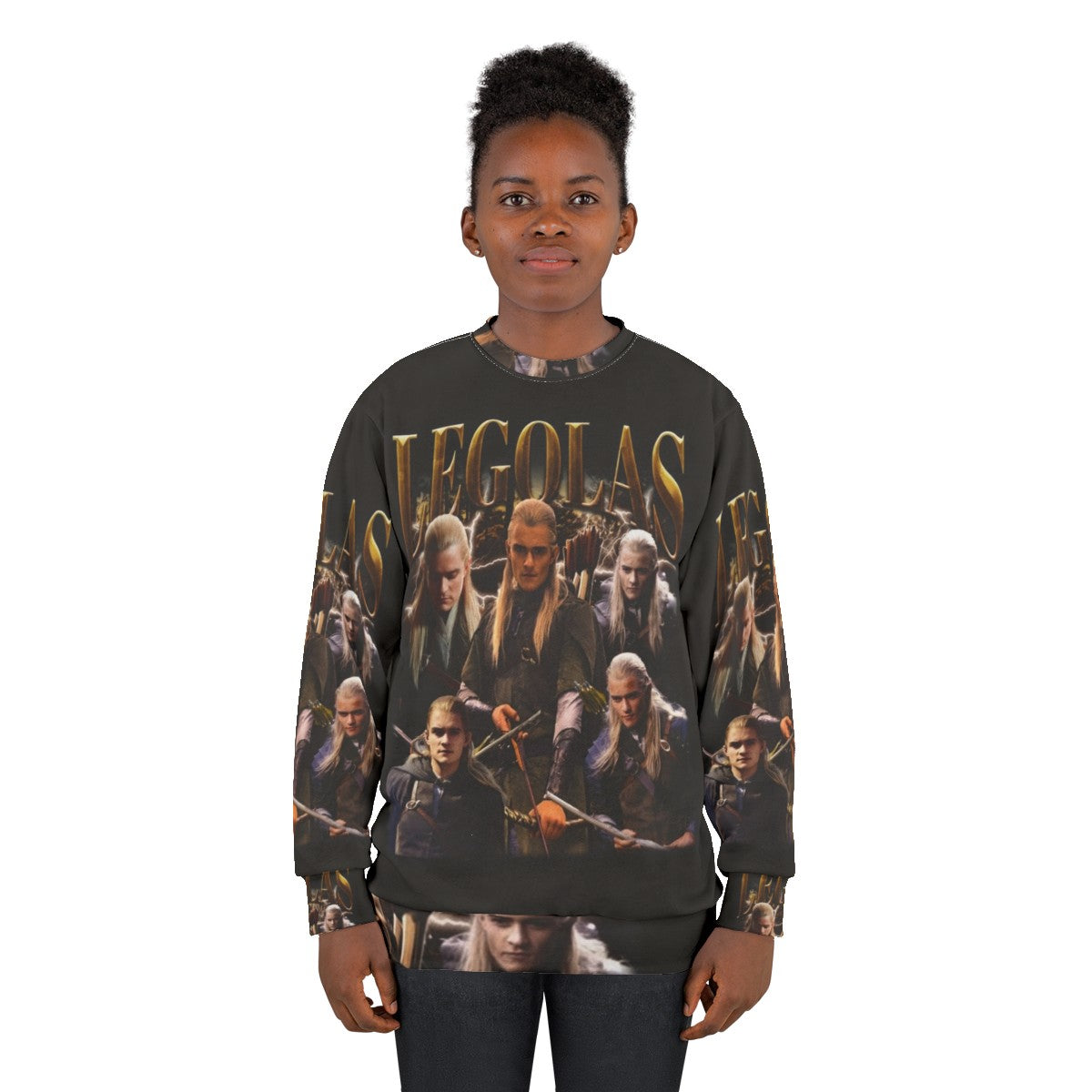 Retro Legolas sweatshirt featuring Orlando Bloom's iconic character from Lord of the Rings - women