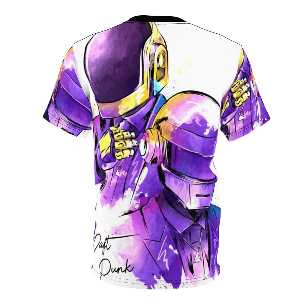 Watercolor-style t-shirt design featuring Daft Punk inspired imagery - Back