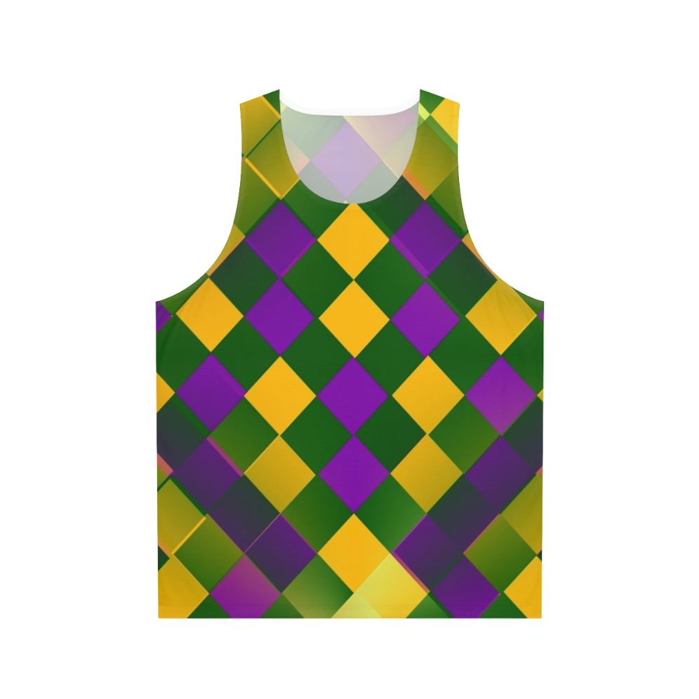 Harlequin patterned unisex tank top for Mardi Gras and New Orleans carnival