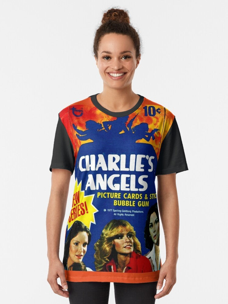 Vintage Charlie's Angels Topps Trading Cards Box Graphic T-Shirt - Women