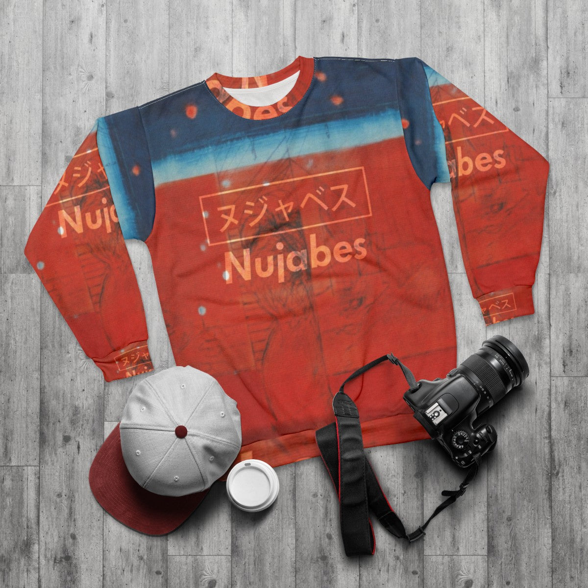 Nujabes "Modal Soul" Japanese Aesthetic Sweatshirt - flat lay