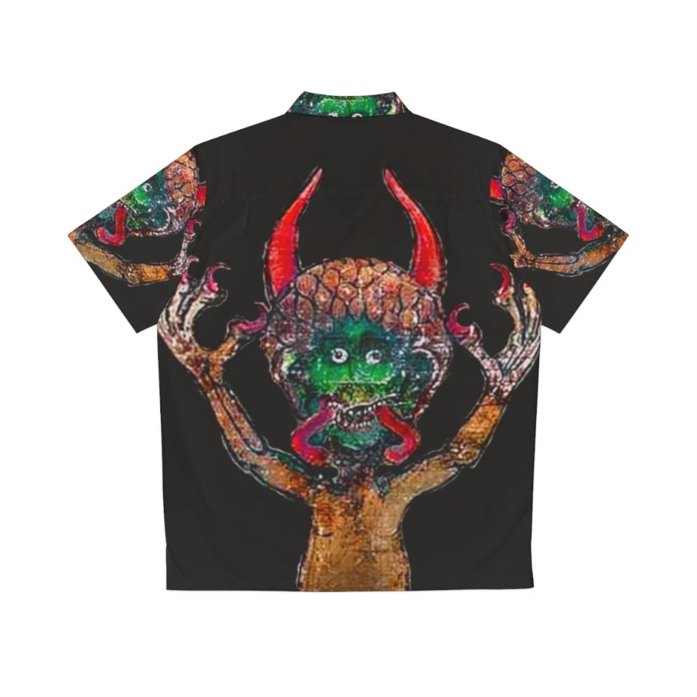 Enchanting medieval codex gigas devil themed Hawaiian shirt - Back