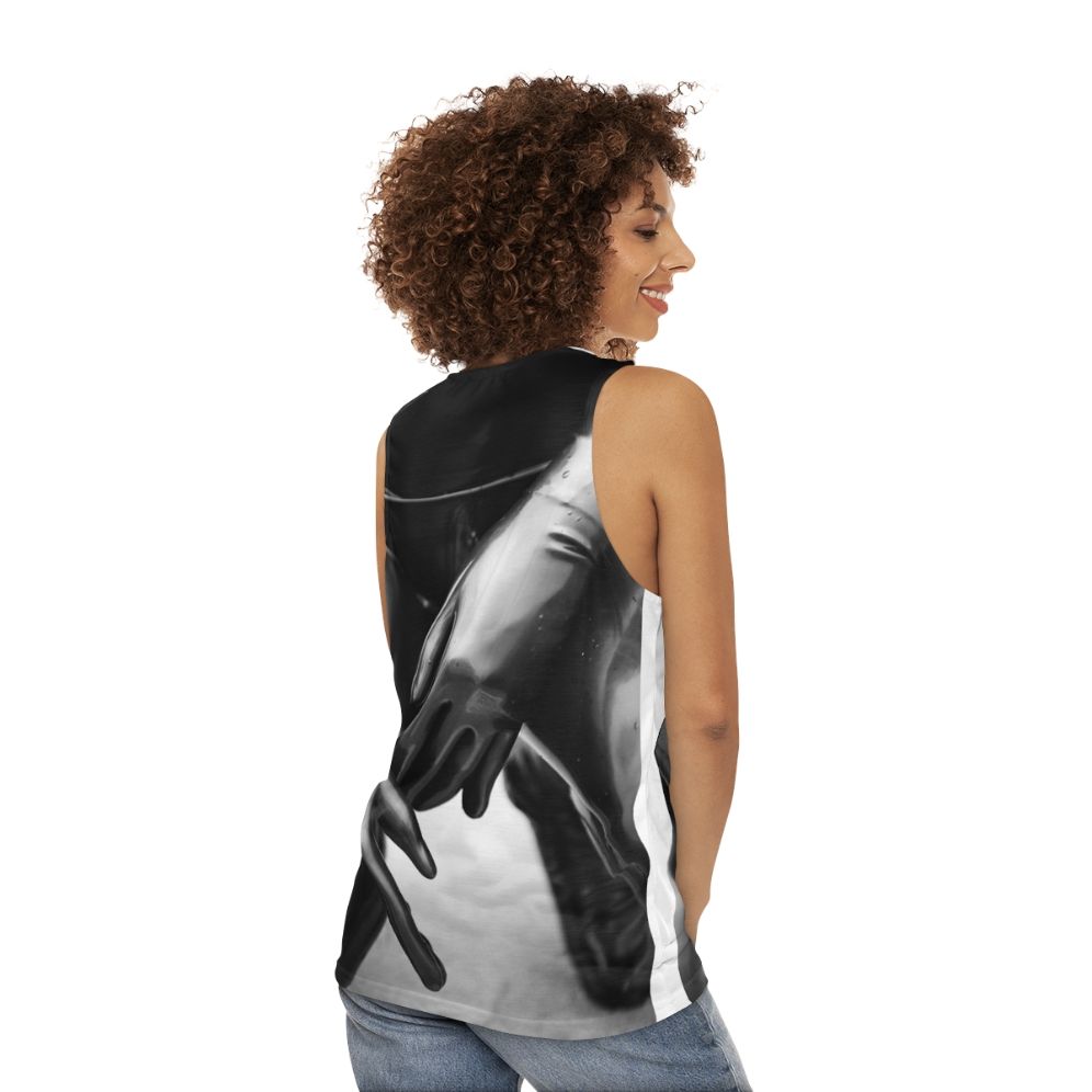 Unisex tank top with latex-inspired design - women back