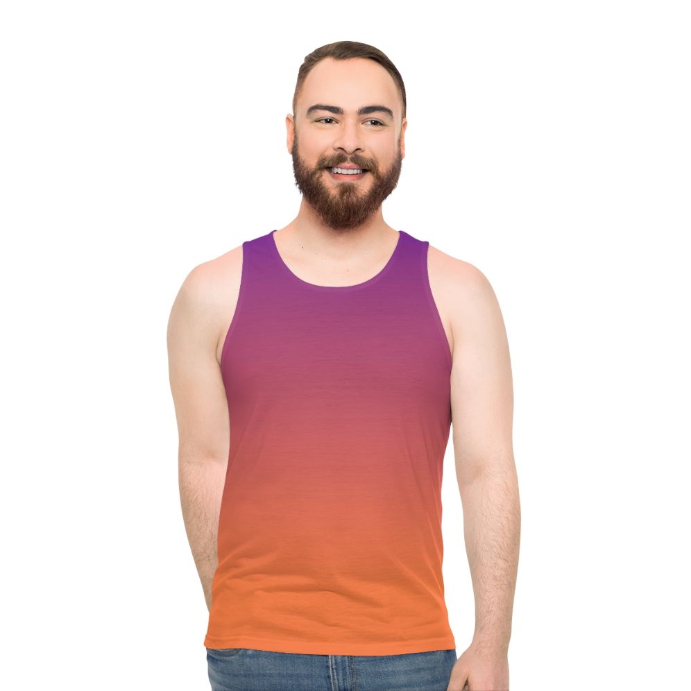 Vibrant orange and purple gradient unisex tank top - men