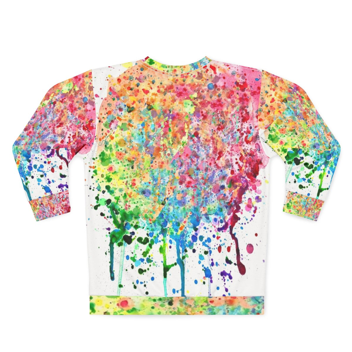 Colorful rainbow paint splatter drip design on a sweatshirt - Back