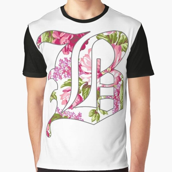 Floral Beartooth graphic design on a white t-shirt