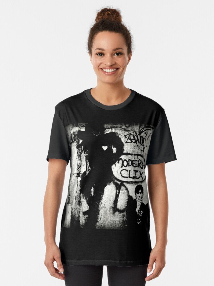 Charly Garcia graphic t-shirt featuring modern Argentine music art in black and white - Women